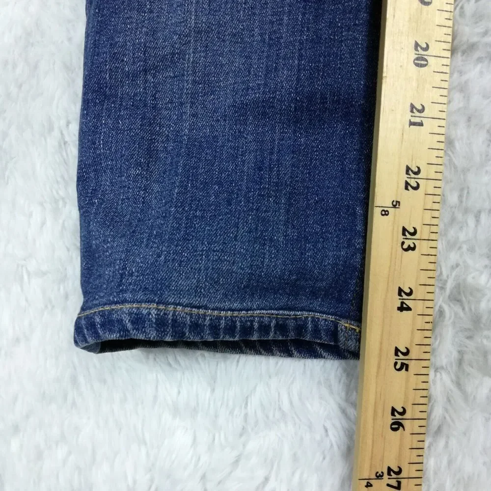 J. Crew Womens Jeans Capri Matchstick Blue‎ Denim Whiskering Stone Wash 26